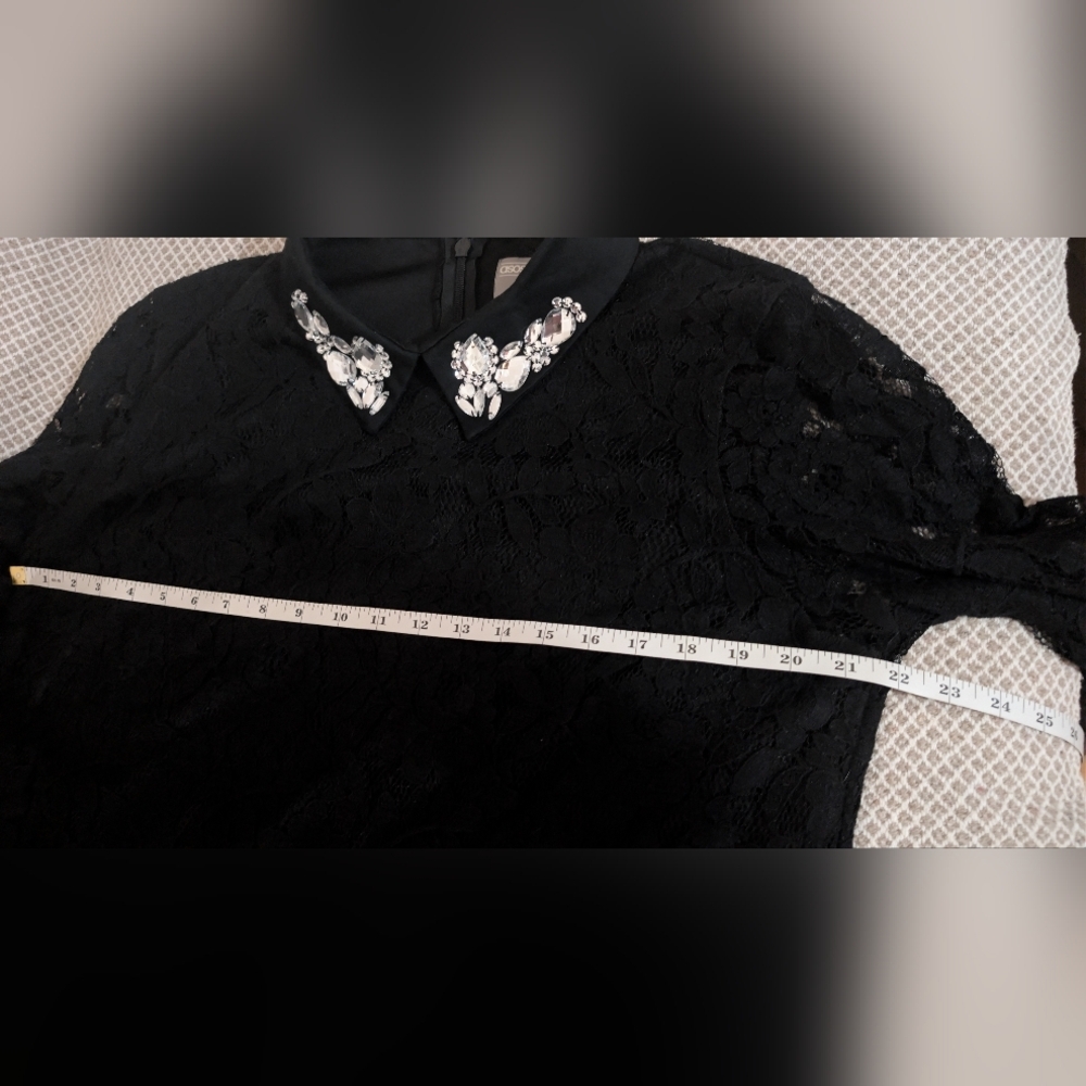 ASOS Black Lace Long Sleeve Dress - Picture 8 of 9